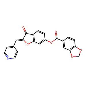 (Z)-3-oxo-2-(pyridin-4-ylmethylene)-2,3-dihydrobenzofuran-6-yl benzo[d][1,3]dioxole-5-carboxylate structure
