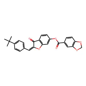 (2Z)-2-(4-tert-butylbenzylidene)-3-oxo-2,3-dihydro-1-benzofuran-6-yl 1,3-benzodioxole-5-carboxylate structure