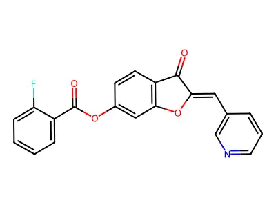 (Z)-3-oxo-2-(pyridin-3-ylmethylene)-2,3-dihydrobenzofuran-6-yl 2-fluorobenzoate structure
