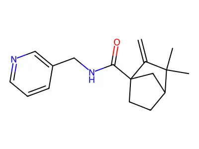 (3,3-dimethyl-2-methylenebicyclo[2.2.1]heptyl)-N-(3-pyridylmethyl)carboxamide structure