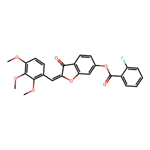 (Z)-3-oxo-2-(2,3,4-trimethoxybenzylidene)-2,3-dihydrobenzofuran-6-yl 2-fluorobenzoate structure