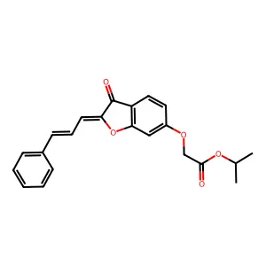 isopropyl 2-(((Z)-3-oxo-2-((E)-3-phenylallylidene)-2,3-dihydrobenzofuran-6-yl)oxy)acetate structure