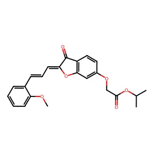 isopropyl 2-(((Z)-2-((E)-3-(2-methoxyphenyl)allylidene)-3-oxo-2,3-dihydrobenzofuran-6-yl)oxy)acetate structure