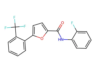 N-(2-fluorophenyl)-5-[2-(trifluoromethyl)phenyl]furan-2-carboxamide structure