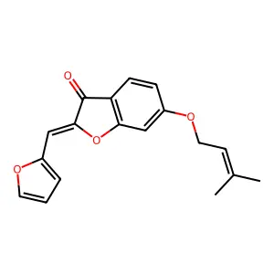 (Z)-2-(furan-2-ylmethylene)-6-((3-methylbut-2-en-1-yl)oxy)benzofuran-3(2H)-one structure