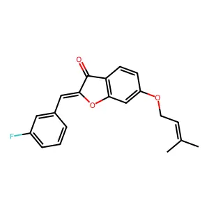(Z)-2-(3-fluorobenzylidene)-6-((3-methylbut-2-en-1-yl)oxy)benzofuran-3(2H)-one structure