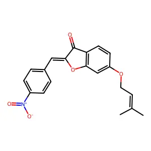 (Z)-6-((3-methylbut-2-en-1-yl)oxy)-2-(4-nitrobenzylidene)benzofuran-3(2H)-one structure