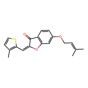 (Z)-6-((3-methylbut-2-en-1-yl)oxy)-2-((3-methylthiophen-2-yl)methylene)benzofuran-3(2H)-one structure