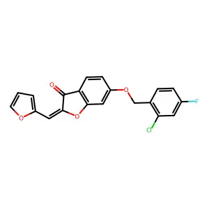 (Z)-6-((2-chloro-4-fluorobenzyl)oxy)-2-(furan-2-ylmethylene)benzofuran-3(2H)-one structure