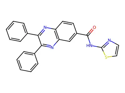 2,3-diphenyl-N-(1,3-thiazol-2-yl)quinoxaline-6-carboxamide structure
