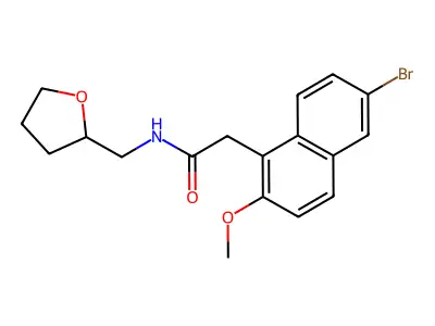 2-(6-bromo-2-methoxy-1-naphthyl)-N-(tetrahydro-2-furanylmethyl)acetamide structure