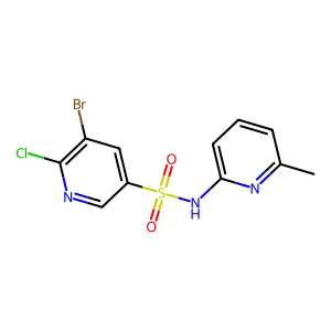 5-bromo-6-chloro-N-(6-methylpyridin-2-yl)pyridine-3-sulfonamide structure