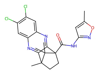 7,8-dichloro-4,11,11-trimethyl-N-(5-methyl-3-isoxazolyl)-1,2,3,4-tetrahydro-1,4-methanophenazine-1-carboxamide structure