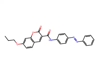 2H-1-Benzopyran-3-carboxamide, 2-oxo-N-[4-(2-phenyldiazenyl)phenyl]-7-propoxy- structure