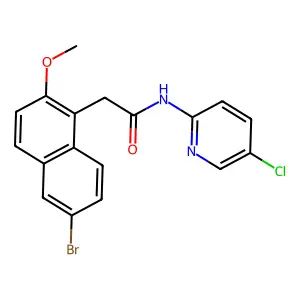 2-(6-bromo-2-methoxy-1-naphthyl)-N-(5-chloro-2-pyridinyl)acetamide structure