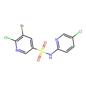 5-bromo-6-chloro-N-(5-chloro-2-pyridinyl)-3-pyridinesulfonamide structure