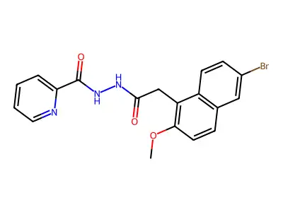 N'-[2-(6-bromo-2-methoxynaphthalen-1-yl)acetyl]pyridine-2-carbohydrazide structure