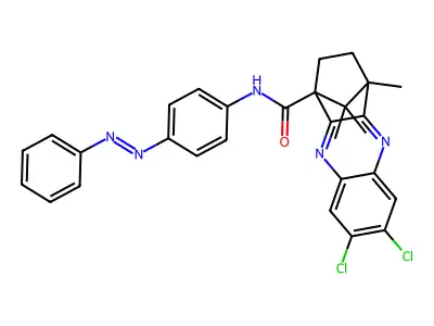 1,4-Methanophenazine-1(2H)-carboxamide, 7,8-dichloro-3,4-dihydro-4,11,11-trimethyl-N-[4-(2-phenyldiazenyl)phenyl]- structure