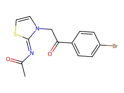 Acetamide, N-[3-[2-(4-bromophenyl)-2-oxoethyl]-2(3H)-thiazolylidene]- structure