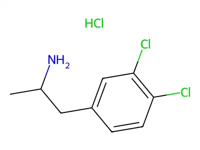 Benzeneethanamine, 3,4-dichloro-alpha-methyl-, hydrochloride (1:1) structure