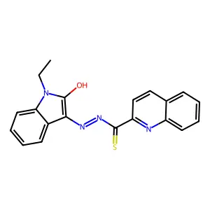 N-[(1-Ethyl-2-oxo-indol-3-ylidene)amino]quinoline-2-carbothioamide structure