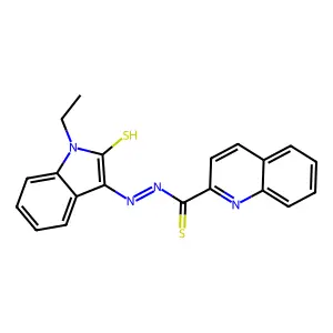 N-(1-ethyl-2-sulfanylindol-3-yl)iminoquinoline-2-carbothioamide structure
