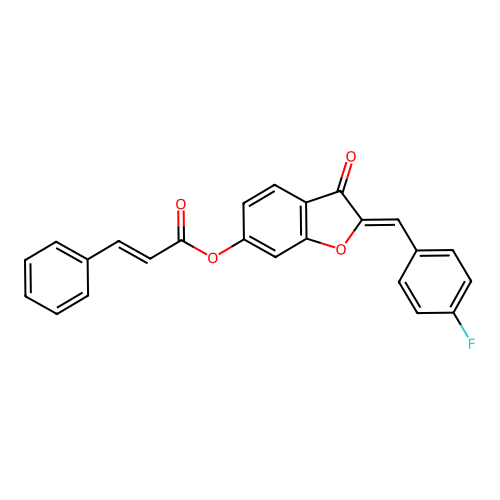 (2Z)-2-(4-fluorobenzylidene)-3-oxo-2,3-dihydro-1-benzofuran-6-yl (2E)-3-phenylprop-2-enoate structure
