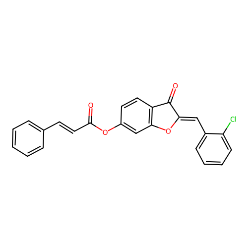 (2Z)-2-(2-chlorobenzylidene)-3-oxo-2,3-dihydro-1-benzofuran-6-yl (2E)-3-phenylprop-2-enoate structure