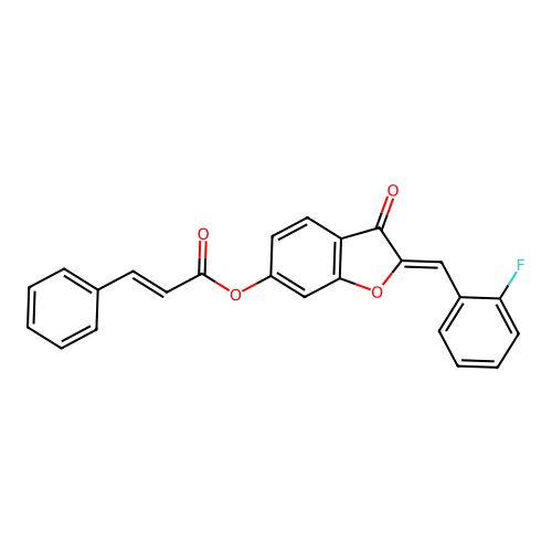(2Z)-2-(2-fluorobenzylidene)-3-oxo-2,3-dihydro-1-benzofuran-6-yl (2E)-3-phenylprop-2-enoate structure