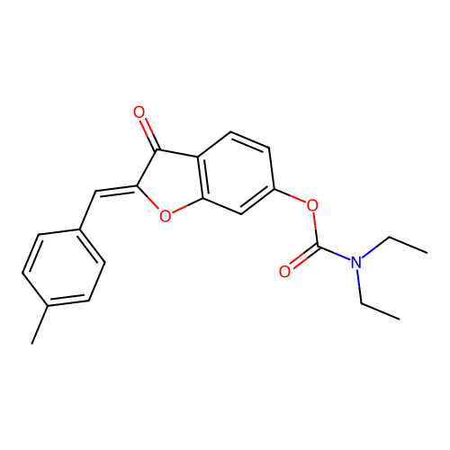 (Z)-2-(4-methylbenzylidene)-3-oxo-2,3-dihydrobenzofuran-6-yl diethylcarbamate structure
