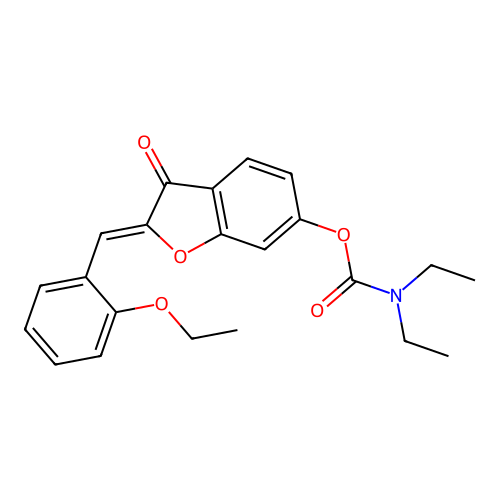 (Z)-2-(2-ethoxybenzylidene)-3-oxo-2,3-dihydrobenzofuran-6-yl diethylcarbamate structure