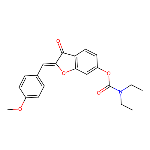 (Z)-2-(4-methoxybenzylidene)-3-oxo-2,3-dihydrobenzofuran-6-yl diethylcarbamate structure