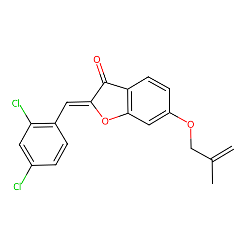 (2Z)-2-(2,4-dichlorobenzylidene)-6-[(2-methylprop-2-en-1-yl)oxy]-1-benzofuran-3(2H)-one structure
