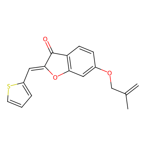 (Z)-6-((2-methylallyl)oxy)-2-(thiophen-2-ylmethylene)benzofuran-3(2H)-one structure
