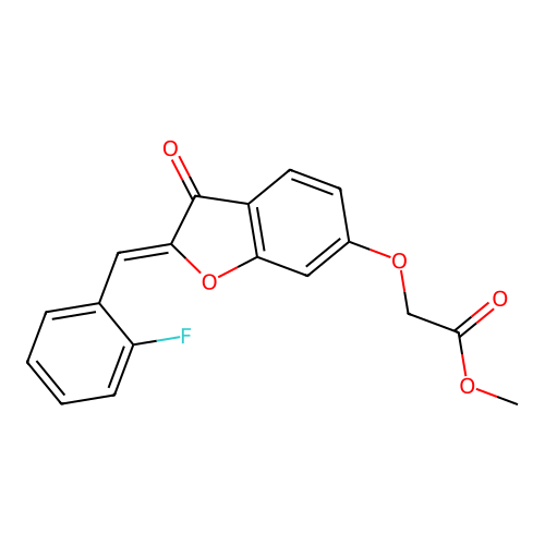 (Z)-methyl 2-((2-(2-fluorobenzylidene)-3-oxo-2,3-dihydrobenzofuran-6-yl)oxy)acetate structure