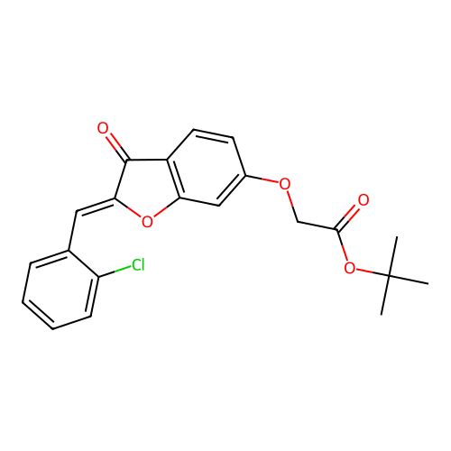 tert-butyl {[(2Z)-2-(2-chlorobenzylidene)-3-oxo-2,3-dihydro-1-benzofuran-6-yl]oxy}acetate structure