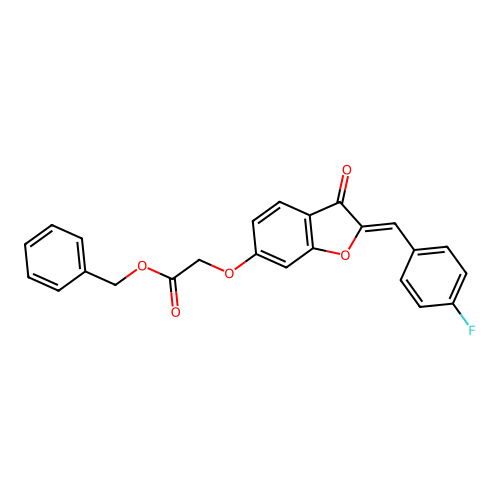 benzyl {[(2Z)-2-(4-fluorobenzylidene)-3-oxo-2,3-dihydro-1-benzofuran-6-yl]oxy}acetate structure