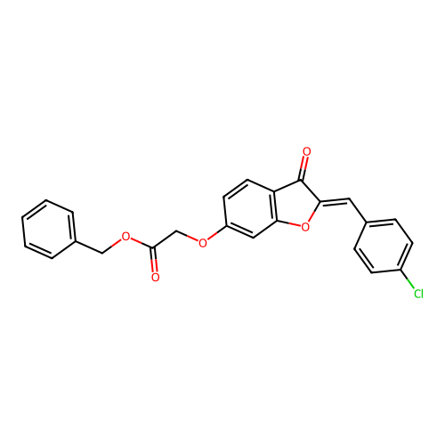 benzyl {[(2Z)-2-(4-chlorobenzylidene)-3-oxo-2,3-dihydro-1-benzofuran-6-yl]oxy}acetate structure