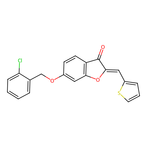 6-[(2-Chlorophenyl)methoxy]-2-(2-thienylmethylene)benzo[b]furan-3-one structure