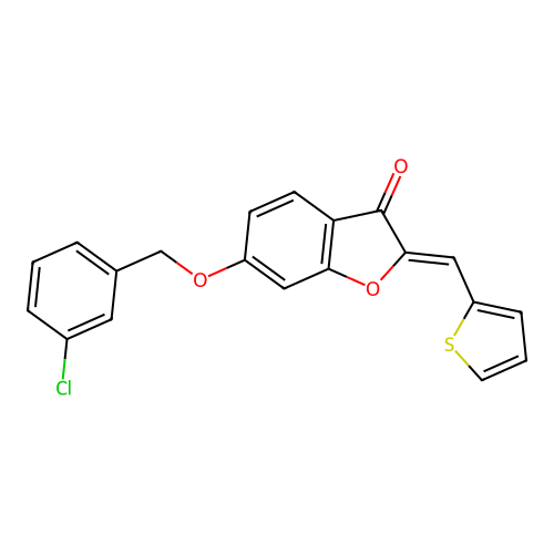 6-[(3-Chlorophenyl)methoxy]-2-(2-thienylmethylene)benzo[b]furan-3-one structure