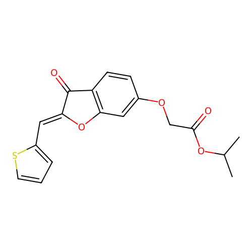 (Z)-isopropyl 2-((3-oxo-2-(thiophen-2-ylmethylene)-2,3-dihydrobenzofuran-6-yl)oxy)acetate structure