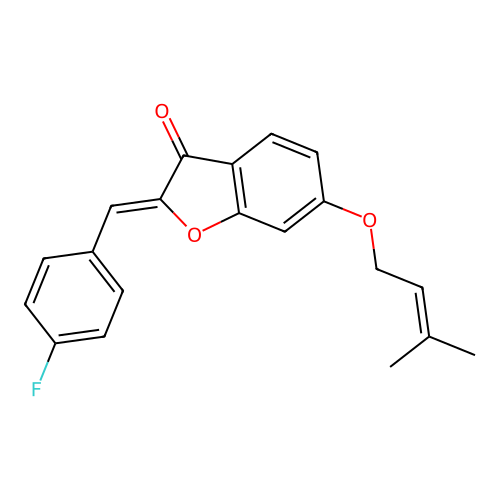 (Z)-2-(4-fluorobenzylidene)-6-((3-methylbut-2-en-1-yl)oxy)benzofuran-3(2H)-one structure