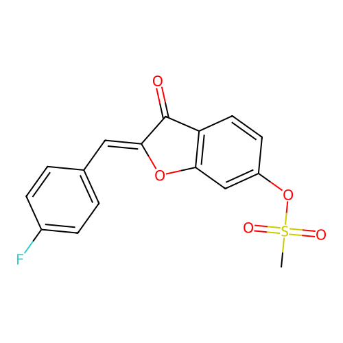 (Z)-2-(4-fluorobenzylidene)-3-oxo-2,3-dihydrobenzofuran-6-yl methanesulfonate structure