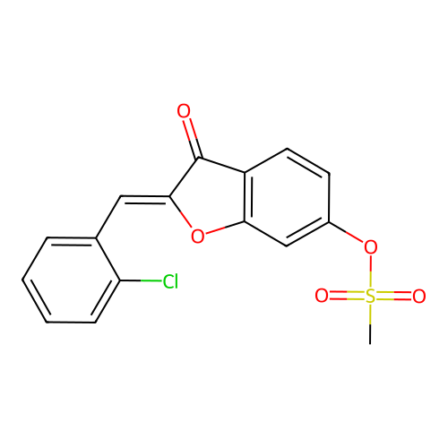 (Z)-2-(2-chlorobenzylidene)-3-oxo-2,3-dihydrobenzofuran-6-yl methanesulfonate structure