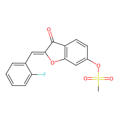 (Z)-2-(2-fluorobenzylidene)-3-oxo-2,3-dihydrobenzofuran-6-yl methanesulfonate structure