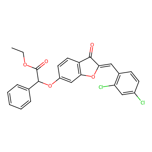 ethyl {[(2Z)-2-(2,4-dichlorobenzylidene)-3-oxo-2,3-dihydro-1-benzofuran-6-yl]oxy}(phenyl)acetate structure
