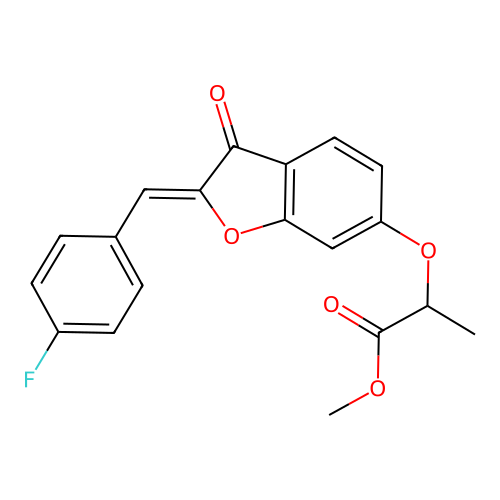 (Z)-methyl 2-((2-(4-fluorobenzylidene)-3-oxo-2,3-dihydrobenzofuran-6-yl)oxy)propanoate structure