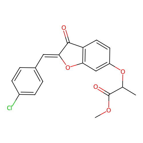 (Z)-methyl 2-((2-(4-chlorobenzylidene)-3-oxo-2,3-dihydrobenzofuran-6-yl)oxy)propanoate structure