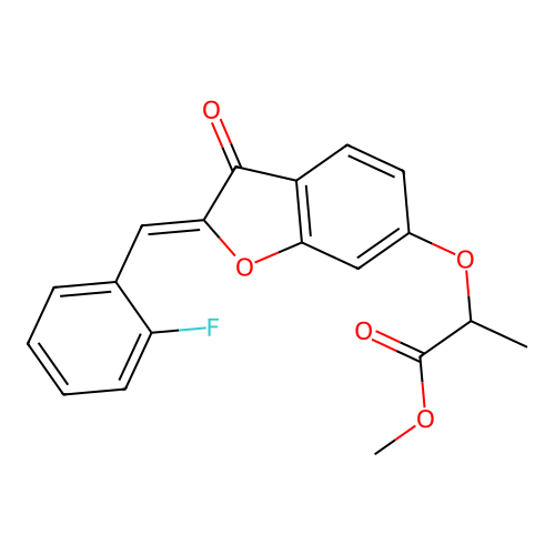 (Z)-methyl 2-((2-(2-fluorobenzylidene)-3-oxo-2,3-dihydrobenzofuran-6-yl)oxy)propanoate structure