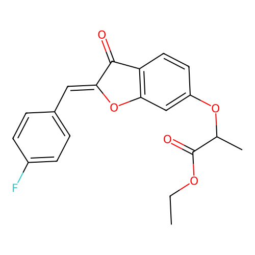 (Z)-ethyl 2-((2-(4-fluorobenzylidene)-3-oxo-2,3-dihydrobenzofuran-6-yl)oxy)propanoate structure
